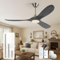 52 Inch Outdoor Ceiling Fan with Light, Wifi Smart Fan with Alexa/App/Remote Control, Quiet Reversible Energy Efficient DC Motor, Modern Farmhouse Style, Damp Rated for Patios Garage Porch Bedroom