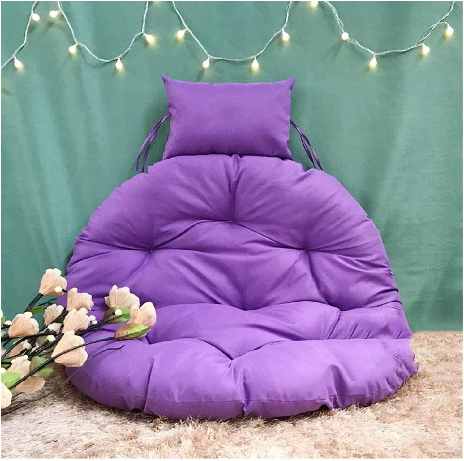 Garden Patio Rattan Swing Chair Cushion, Egg Chair Seat Cushion, Hanging Chair Cushions, Without Stand Thick Nest Multi Color Removable and Washable Round Swing Seat Cushion Furniture Decora