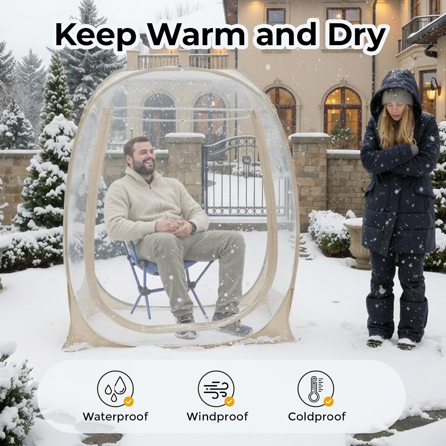 Alvantor® Pop Up Bubble Tent®,Large Oversize Igloo Screen House,1 Person Cold Protection Outdoor Igloo, Winter Tent 4'x4'x5'