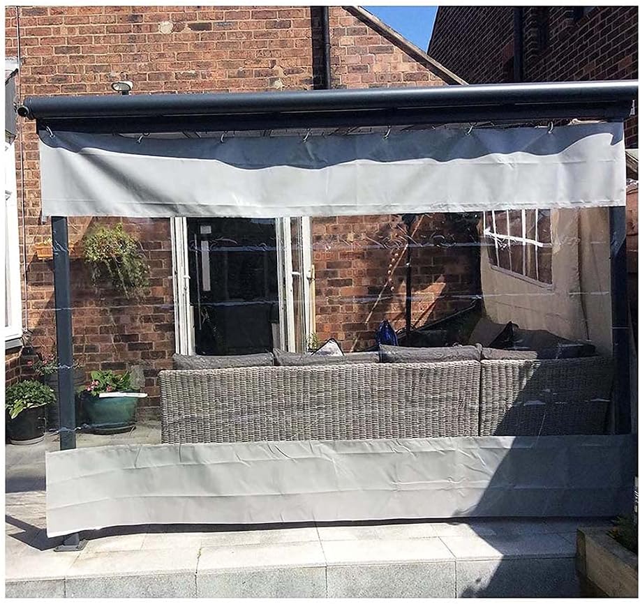 Rygcrud Outdoor Vinyl Curtain for Patio, Industrial Divider Curtains - Partition Space Quickly, Shed Roof Cover for Pergola Porch Waterproof, Easy to Clean & Install(Gray,1.8X2.5M/5.9x8.2FT)