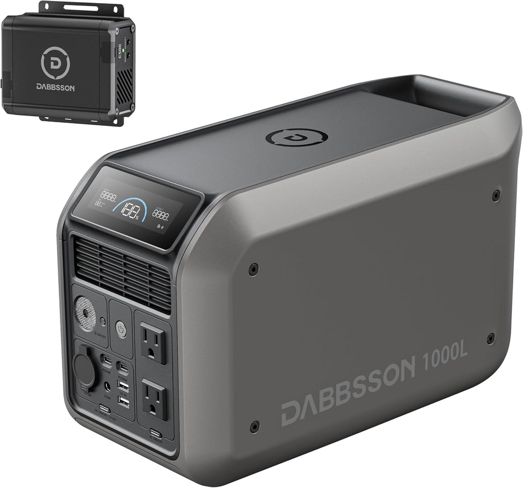 Dabbsson Solar Generator 1000L with Charger S, 1008Wh Semi-Solid LiFePO4, 560W Alternator Charger, 1200W AC Output, 1600W Power Boost, 1.3X Longer Runtime, 0-80% in 50 Min, for Home Backup/Camping/RV