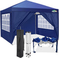 COBIZI 10x10 Pop Up Canopy Tent with 4 Removable Sidewalls, UPF 50+ Waterproof 10x10 Outdoor Portable Canopy for Commercial, Parties, Backyard, Beach with Carry Bag, Ropes, Stakes (Navy Blue, 10'x10')
