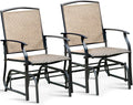 Giantex Outdoor Glider Chair W/Sturdy Metal Frame & Breathable Mesh Fabric, Porch Lounge Swing Rocking Chairs Set of 2 for Lawn, Garden, Porch, Backyard, Poolside, Patio Gliders for Outside