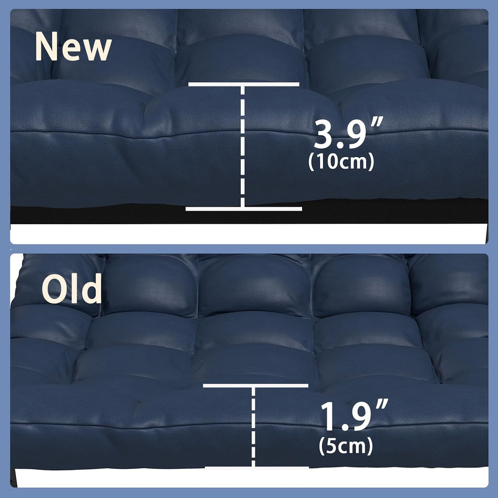 Oversized Indoor Rocking Chair, Plush Papasan Chair with Comfy Padded Cushions & Side Pocket, for Patio Garden, Porch, Lounge, Outdoor, Navy