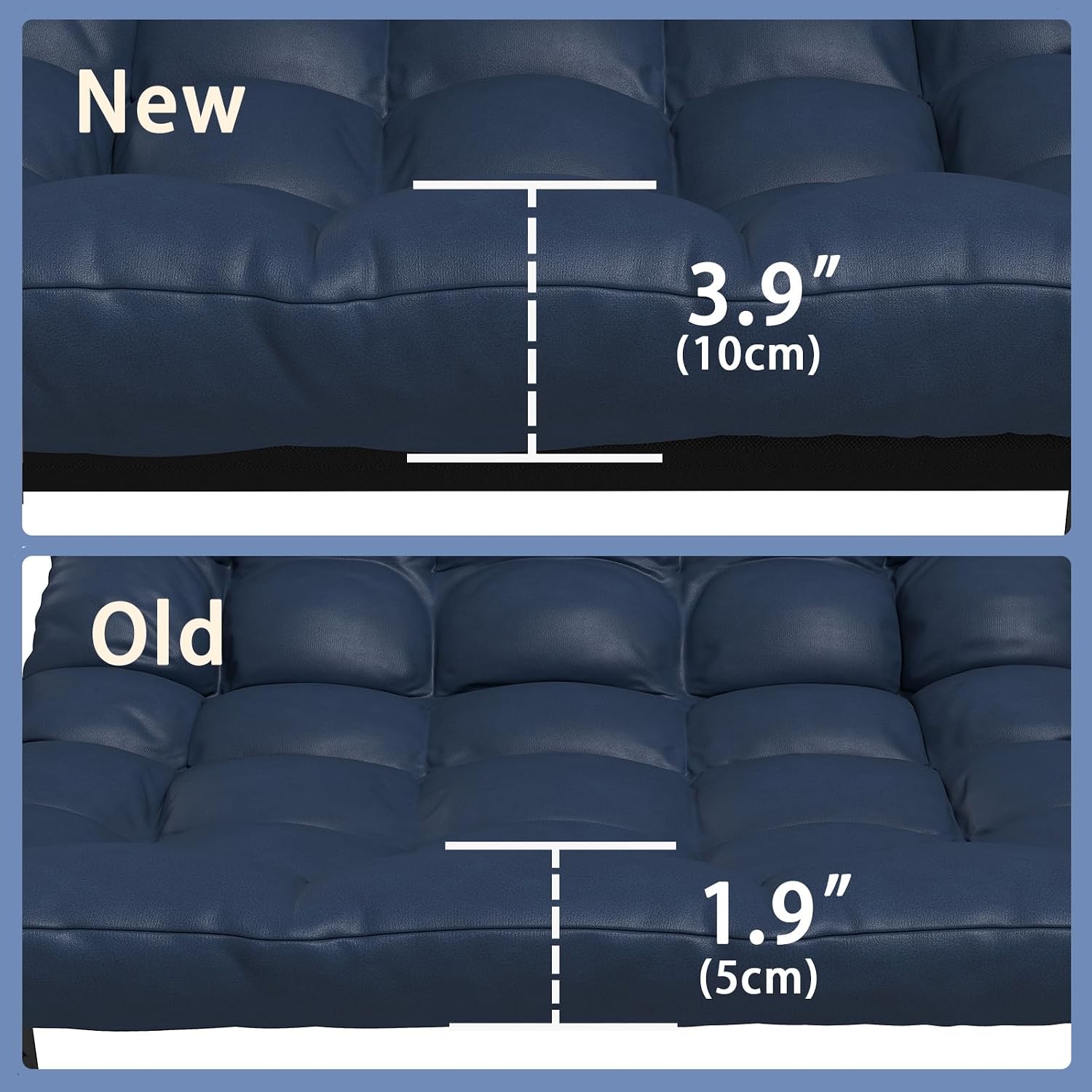 Oversized Indoor Rocking Chair, Plush Papasan Chair with Comfy Padded Cushions & Side Pocket, for Patio Garden, Porch, Lounge, Outdoor, Navy
