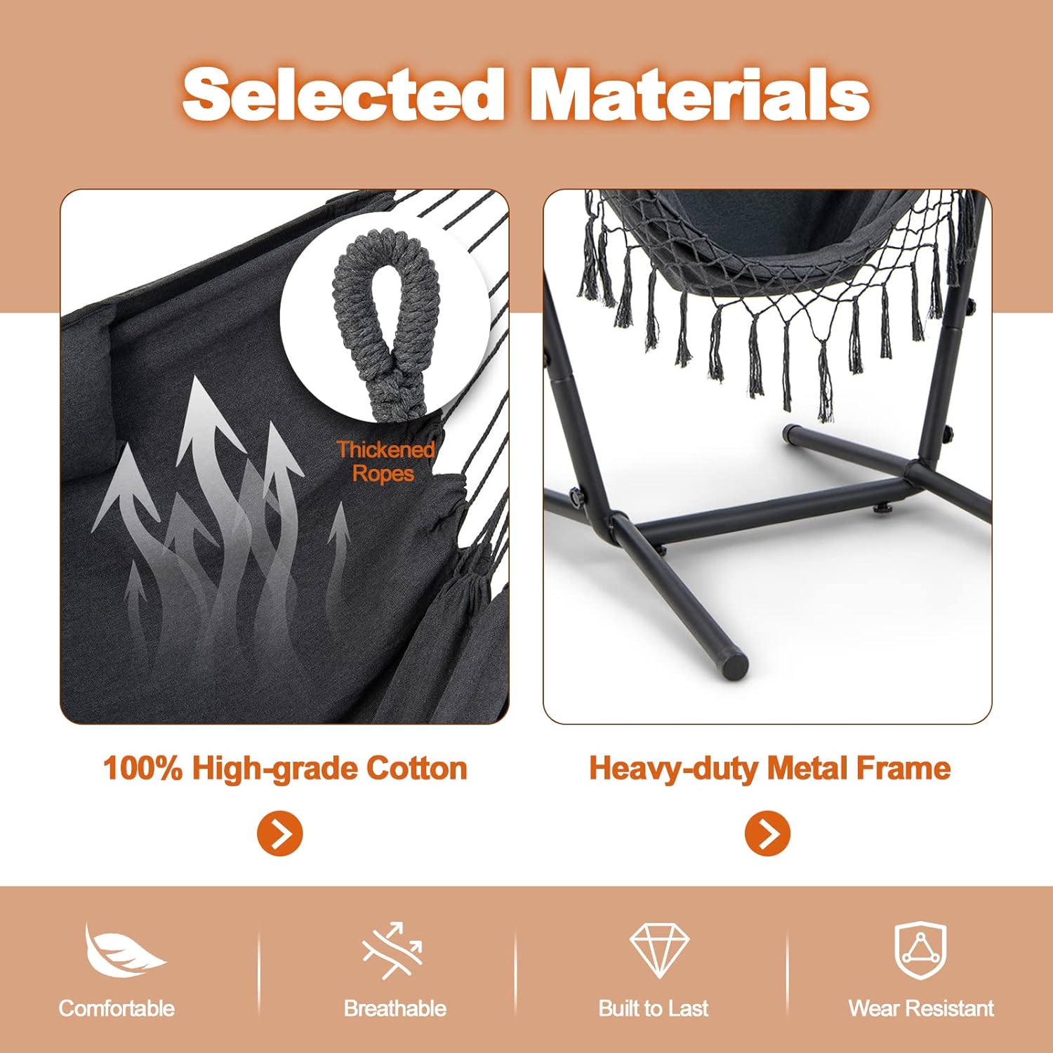 Giantex Hanging Swing with Stand - Hammock Chair with Phone Holder, Pillow, Storage Pocket, Carrying Bag, 6 Adjustable Height, Heavy Duty Metal Hammock for Patio Garden Yard, 550 lbs Capacity