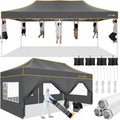 Hoteel 10x20 Pop Up Canopy Tent Heavy Duty with 6 Sidewalls, Waterproof Party Tent, Easy Set-up Commercial Instant Tents with Roller Bag & Sandbags, Hexagonal Leg (1-Year Warranty)