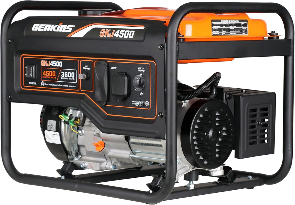 Genkins 4500 Watt Portable Generator 4 Stroke 233 cc Engine Gas Powered Open Frame