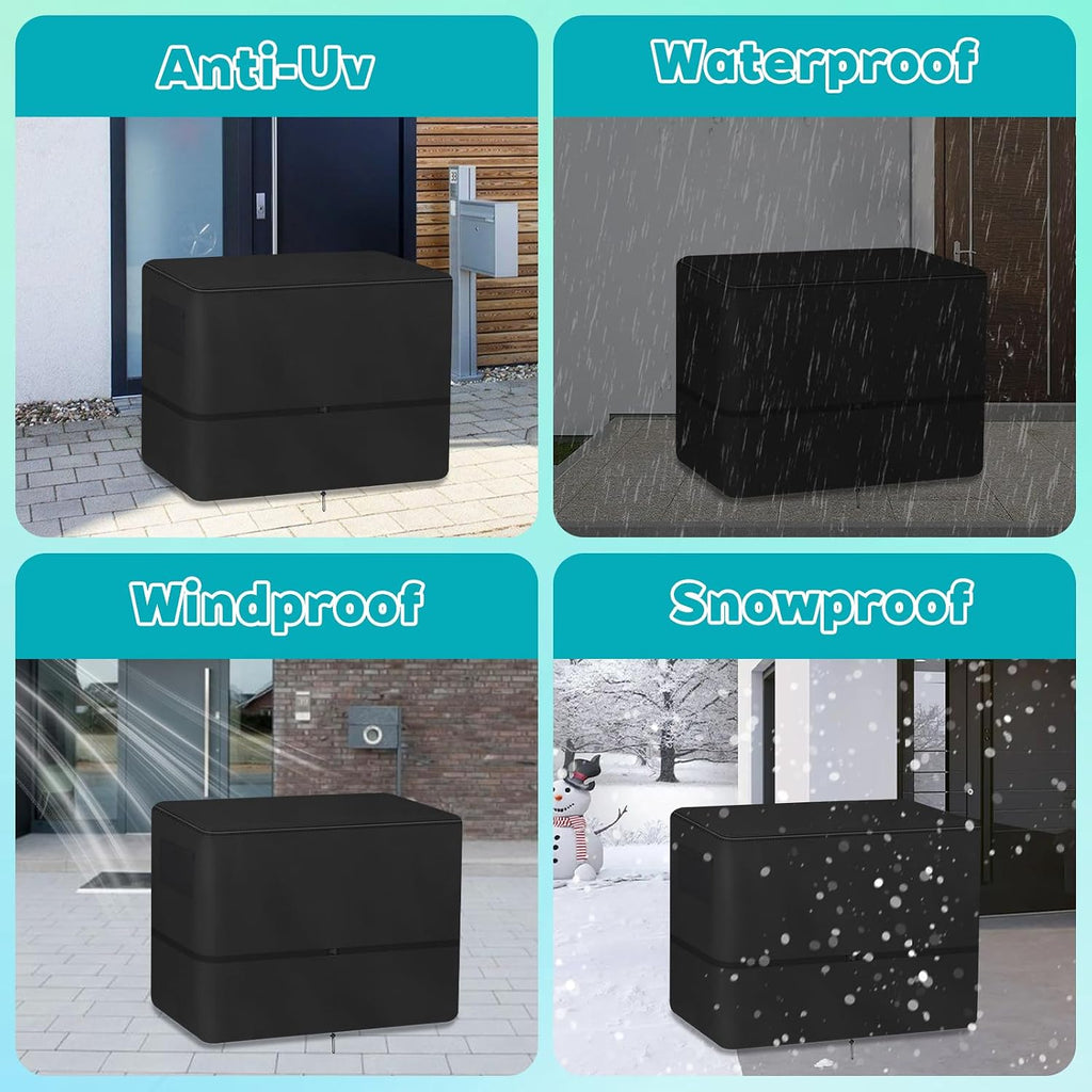 Stationary Air Compressor Generators Cover Waterproof, 600D Heavy Duty Outdoor Air Compressors Cover for AG-S1002 and Other Air Compressors of The Same Size UV, Dust, Black