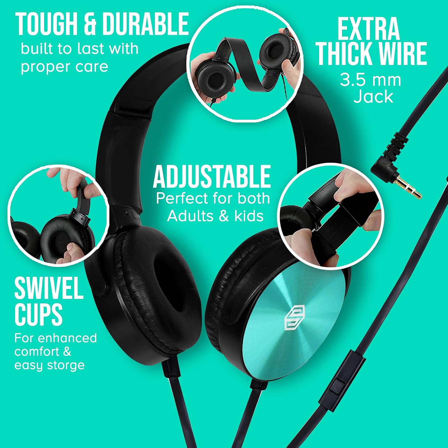 Classroom Headphones-Bulk 25-Pack, with Microphone Student On Ear Comfy Swivel Earphones for Library, School, Airplane, Kids-for Online Learning and Travel, HQ Stereo Sound 3.5mm Jack (Colored Set)