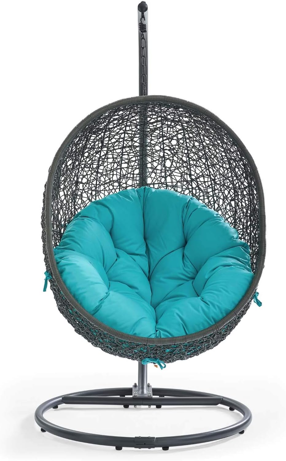 LexMod EEI-2273-GRY-TRQ Hide Outdoor Patio Swing Chair, Gray Turquoise