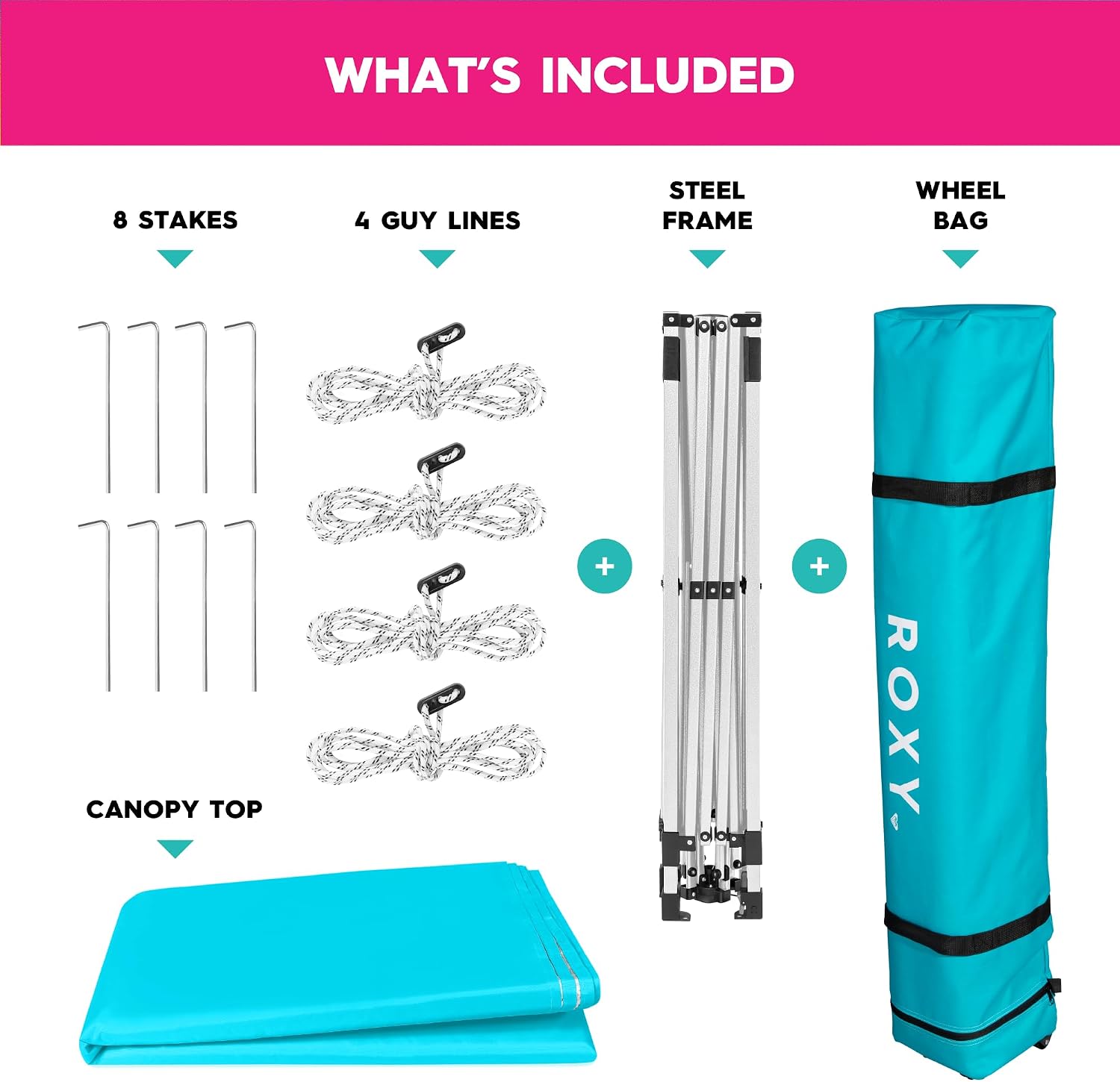 Roxy 10x10 Pop Up Canopy – UPF 50+ Outdoor Beach Tent with One-Push Setup – Portable Shade Shelter for Beach, Tailgate, Festivals, Camping – Water-Resistant Folding Gazebo with Wheeled Bag