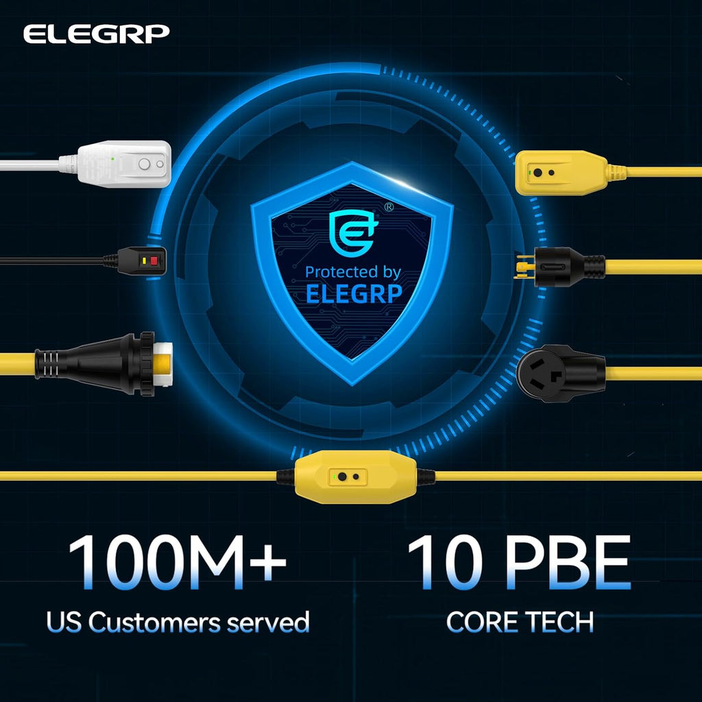 ELEGRP 30 Amp Generator Extension Cord 50 Feet, 4-Prong NEMA L14-30P to L14-30R, 120/250V Up to 7500W, SJTW 10AWG/4C Locking Power Cord for Portable Generators, Home Backup, UL Standard Compliant