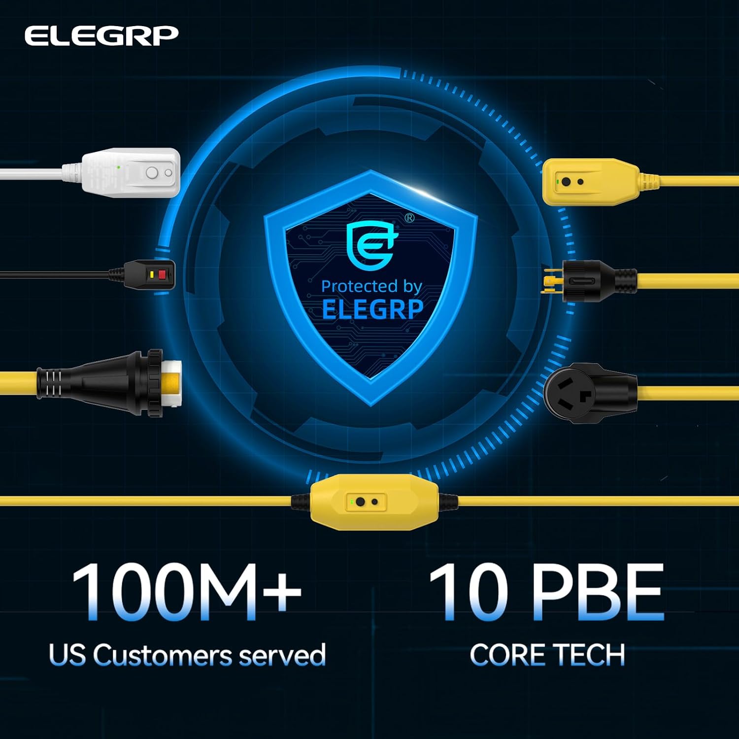 ELEGRP 30 Amp Generator Extension Cord 50 Feet, 4-Prong NEMA L14-30P to L14-30R, 120/250V Up to 7500W, SJTW 10AWG/4C Locking Power Cord for Portable Generators, Home Backup, UL Standard Compliant