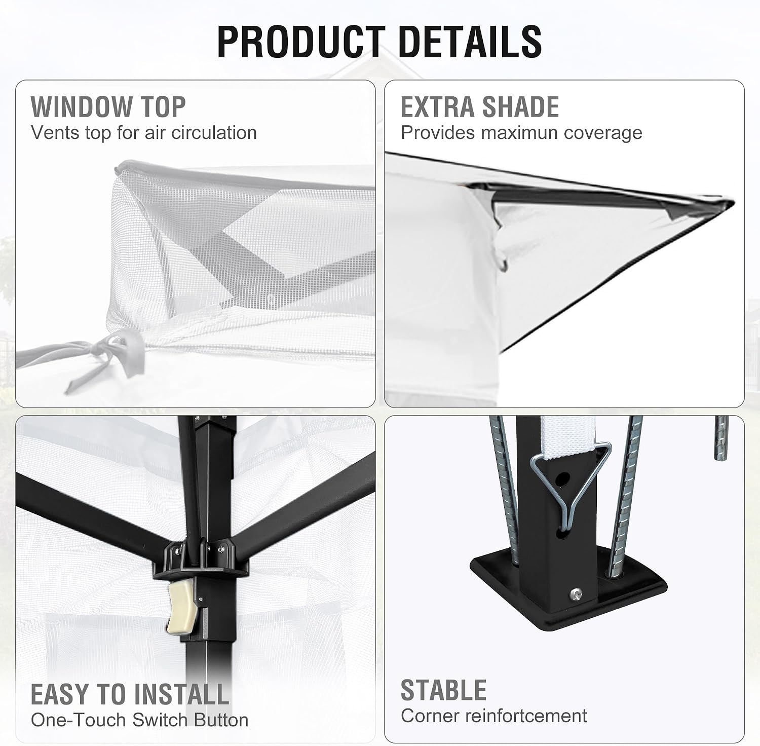 Pop Up Gazebo 11x11, Outdoor Instant Canopy Shelter Tent with Mosquito Netting Metal Frame Storage Bag for Patio Garden Backyard.(White)