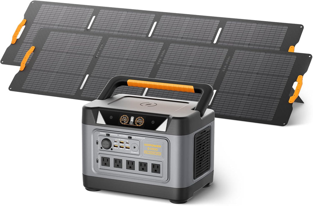 UDPOWER S1200 Solar Generator with 420W Panel, 1190Wh LiFePO4, 1200W (Surge 1800W) UPS, 1.5H Fast Charge, for Home Backup Outdoor RV Emergency