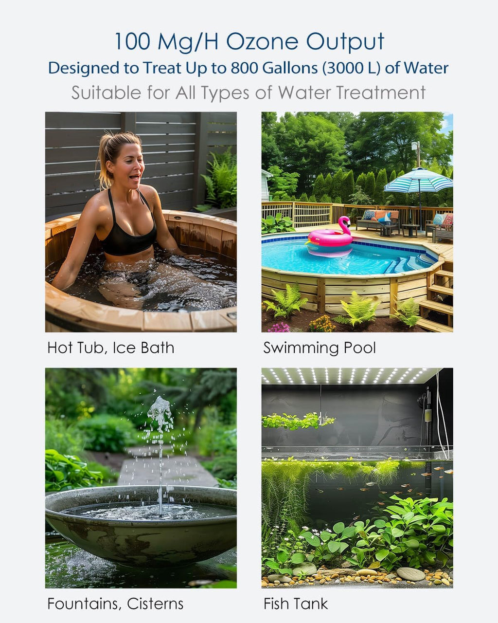 Venturi Ozone System and Ambohr Spa 124 Ozone Generator Water Treatment Kit for Cold Plunge, Hot Tub, Swimming Pool, 3/4' PVC Connection, Easy Monitoring, Plug and Play, Universal Compatibility