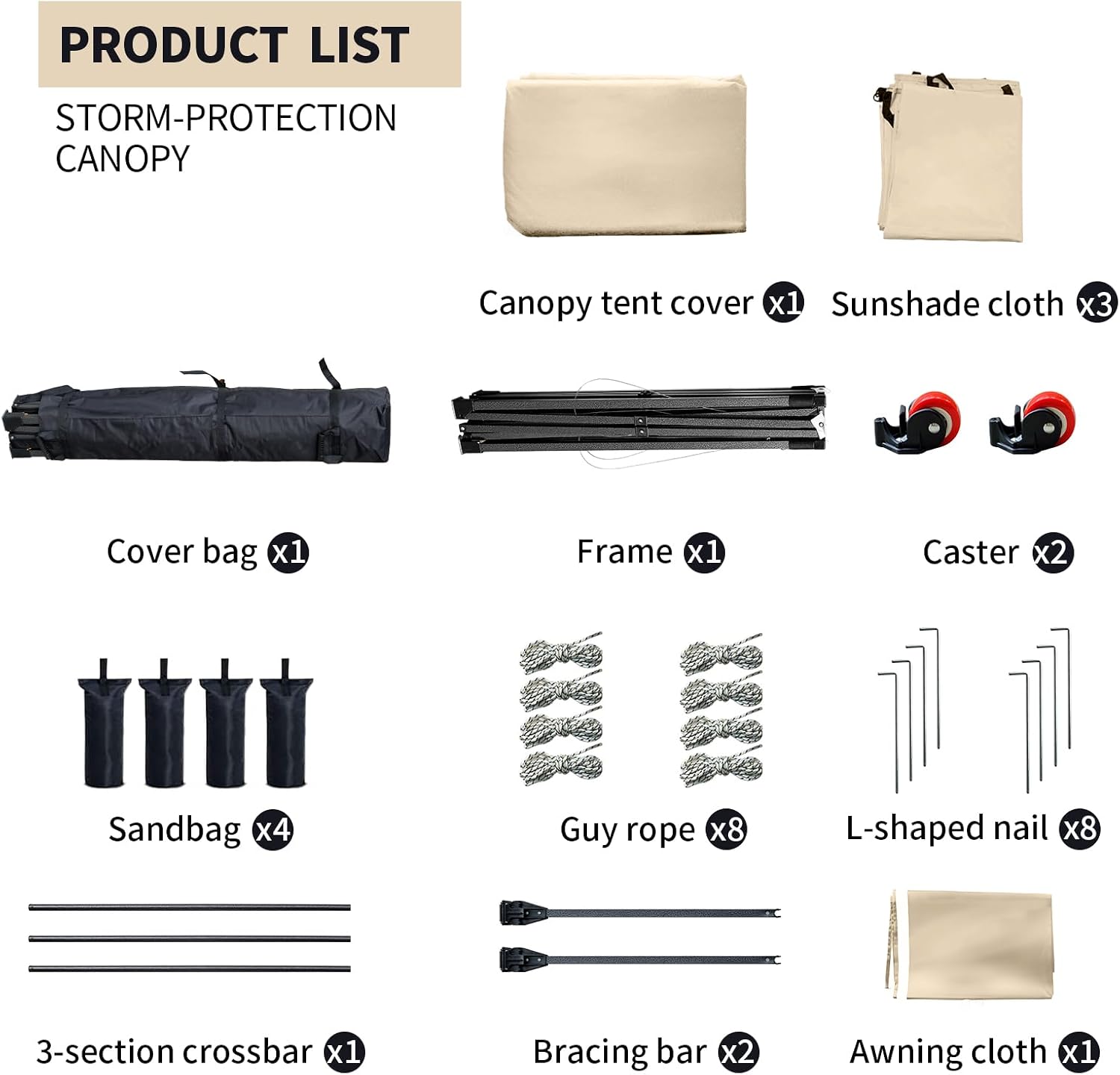 10x10 Pop up Canopy Tent with Awning Easy up Canopy with Wheel Bag Heavy Duty Waterproof Canopy Commercial Gazebo Tent for Outdoors Parties Vendors (Khaki)