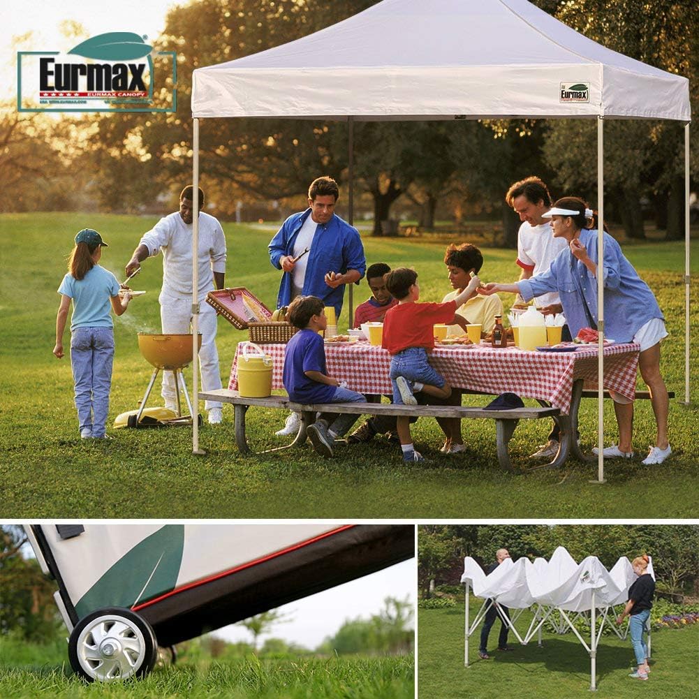 Eurmax USA 8x12 Pop Up Canopy Tent,Commercial Tent with Patented No-Tip Rolling Bag,4 Zippered Removable Walls,UV & Water Resistant Canopy Top,Heavy Duty Outdoor Gazebo,Instant Shelter(Purple)