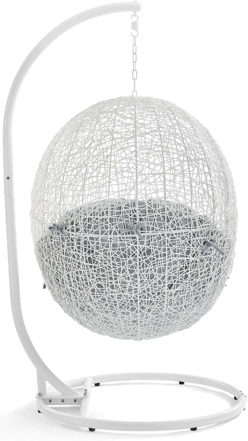 LexMod EEI-2273-WHI-GRY Hide Outdoor Patio Swing Chair, White Gray