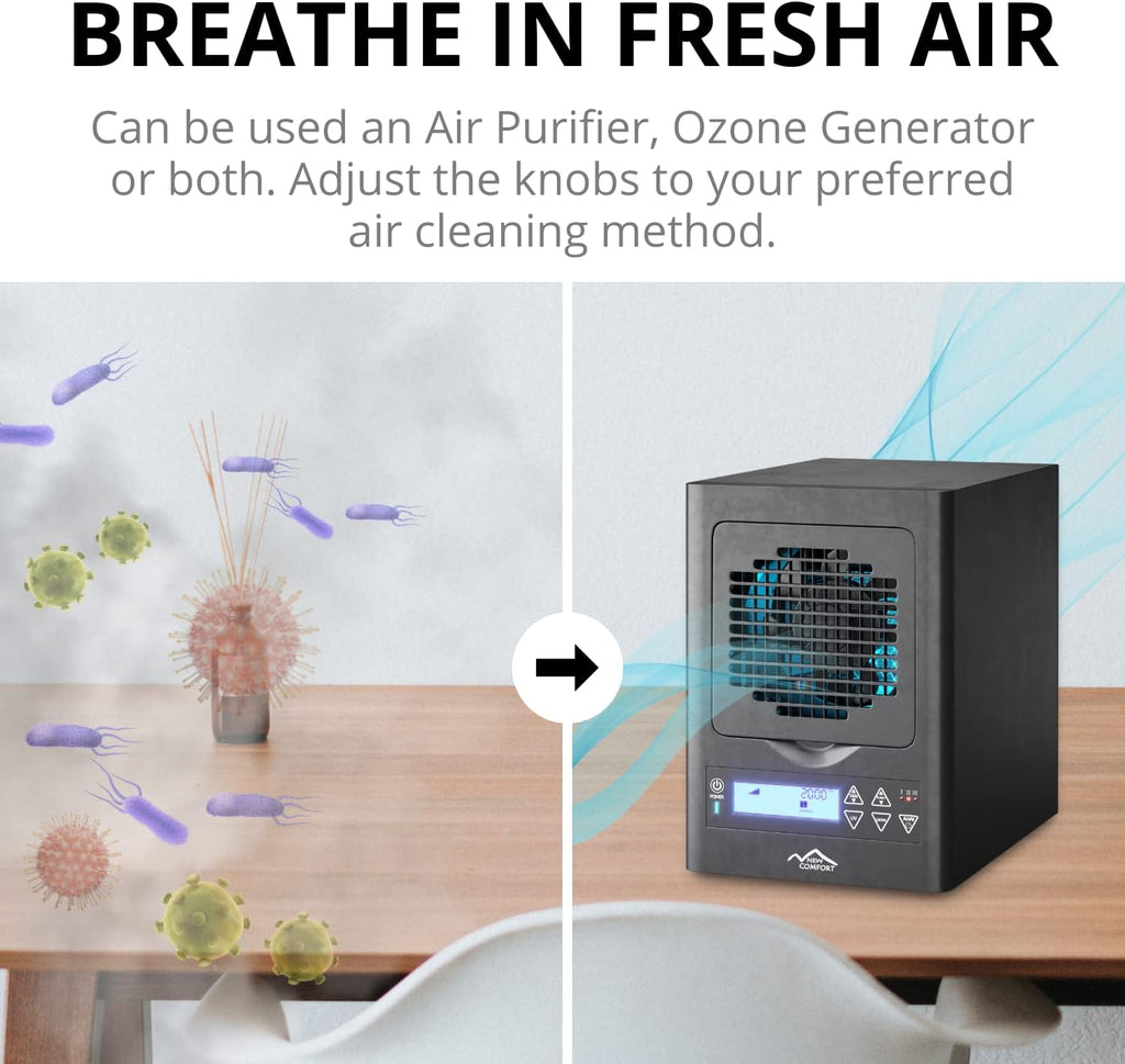 BL3000 Ozone Air Purifier - 6-Stage UV, HEPA, and Ozone removes smoke, food and other odors fast. Adjustable fan, ionizer and charcoal air purification for home & office odor eliminator