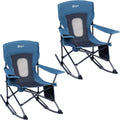 Portal Outdoor Rocking Chair Camping Folding Portable Rocker with Cup Holder Side Pocket Carry Bag, Support 350LBS (Mesh Blue), 2 Pack