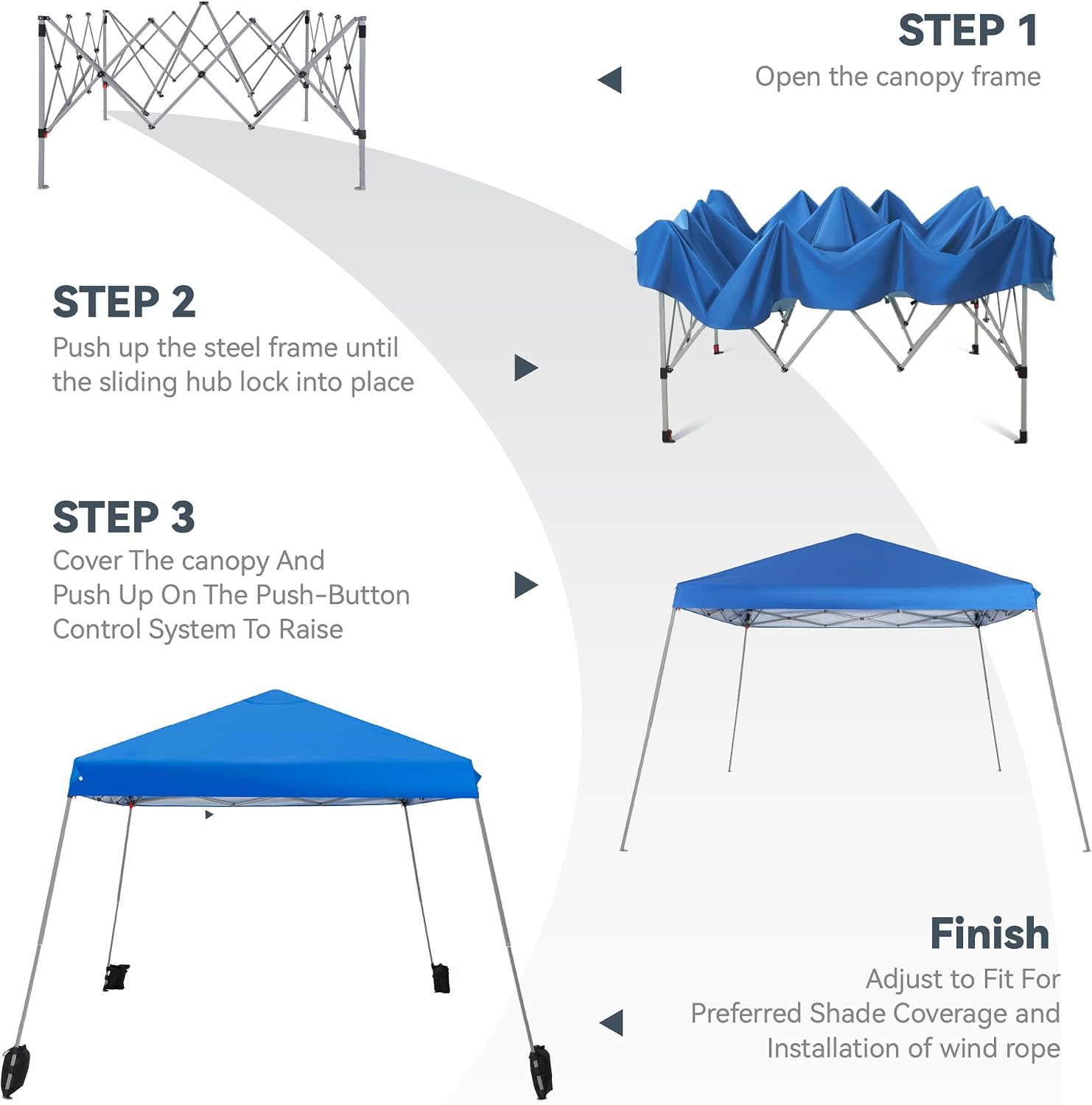 PHI VILLA Instant Shelter Canopy,Angled Leg 12' x 12' UV Block Sun Shade Canopy Gazebo for Patio Outdoor, Lightweight, Blue