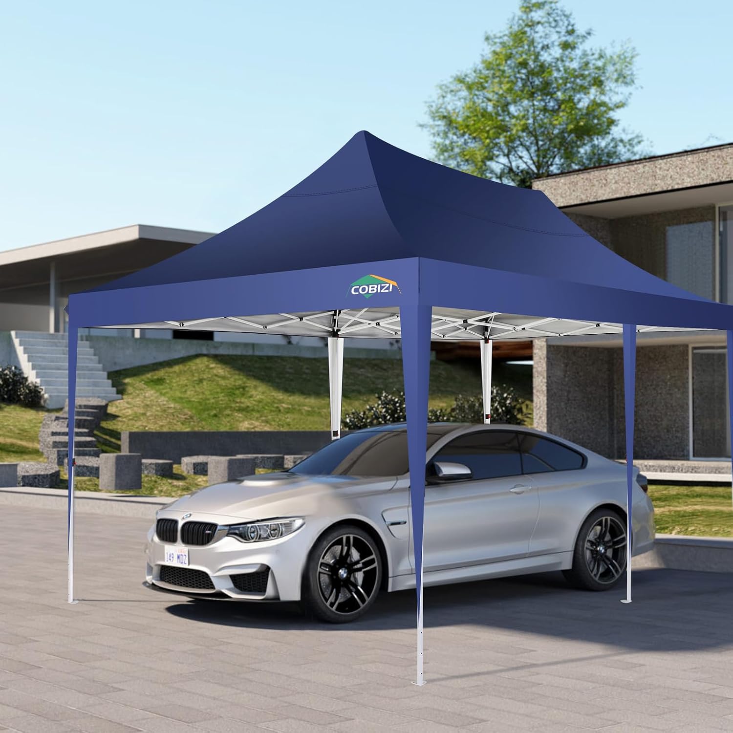 COBIZI 10x20 Pop Up Canopy with 6 Sidewalls 3.0, Wedding Party Outdoor Gazebos UV50+ Waterproof Tent for Parties, 3 Adjustable Heights, Blue(Frame Upgraded)