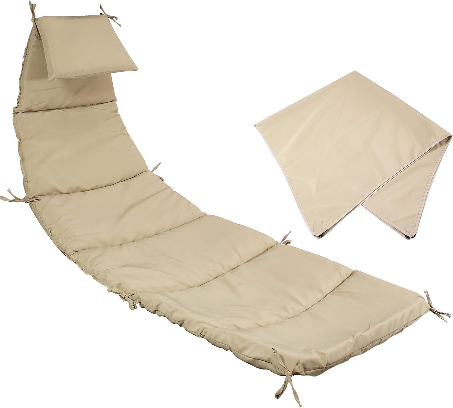 Sunnydaze Outdoor Hanging Lounge Chair Replacement Cushion and Floating Umbrella Fabric Only - Curved Swing Chair Cushion Replacement - Beige