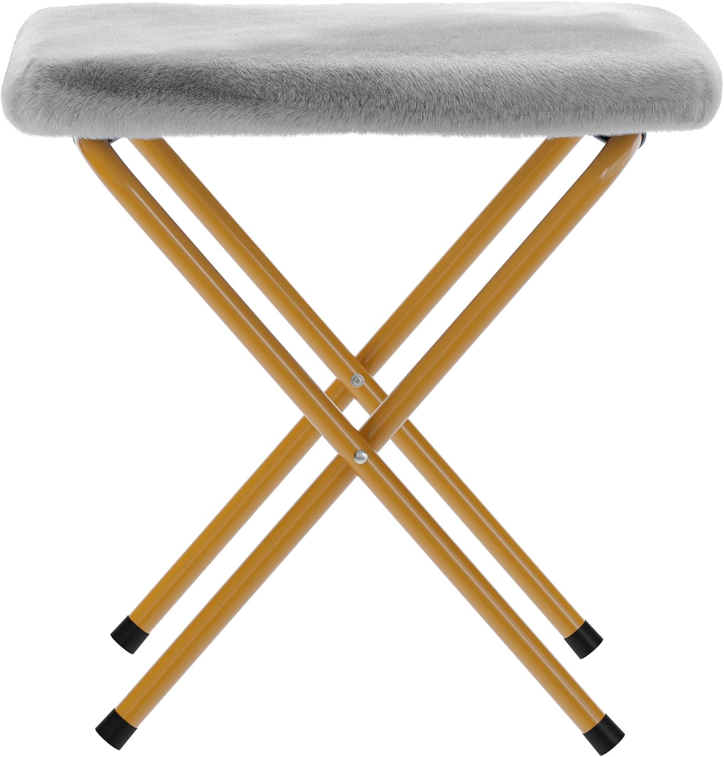 Flash Furniture Gwen Oversize Folding Saucer Chair with Ottoman, Faux Fur Moon Chair, Durable Steel Frame, for Dorm and Bedroom, 38', Gray/Soft Gold
