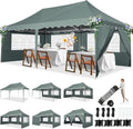 HOTEEL 10x20 Pop Up Canopy Tent with 6 Sidewalls, Waterproof UV50+ Outdoor Shelter for Parties and Events, Easy Setup with Wheeled Bag & 4 Weight Bags, Gray