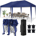 COBIZI 10x20 Pop Up Canopy Tent Party Tents for Parties Weddings Backyard Waterproof Outdoor Commercial Instant Canopy Event Tent with Stakes, Ropes,Sandbags, Deep Blue