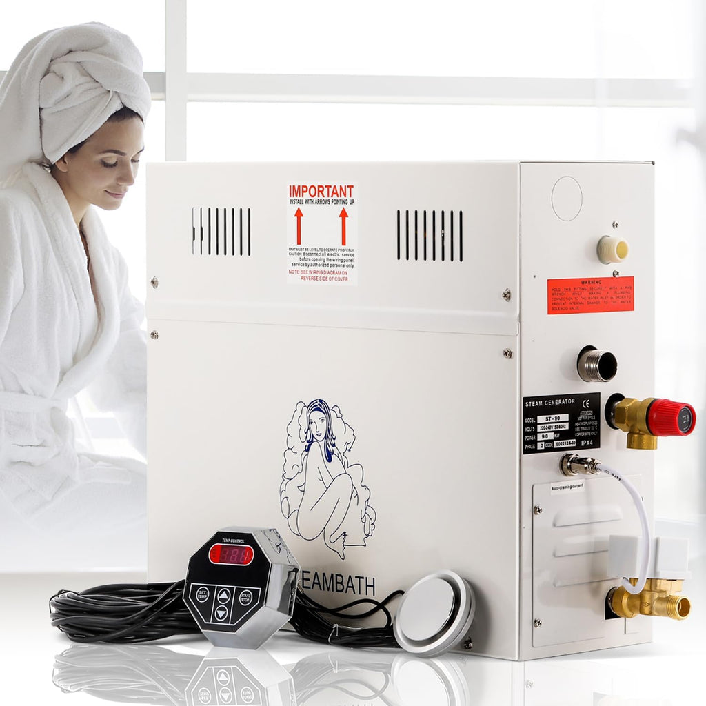 Steam Shower Generator Kit 4.5KW for Bath Sauna SPA, Aromatherapy Steam Head, Self-draining System, LED Waterproof Controller 77-131℉For Home Commercial Use 220V