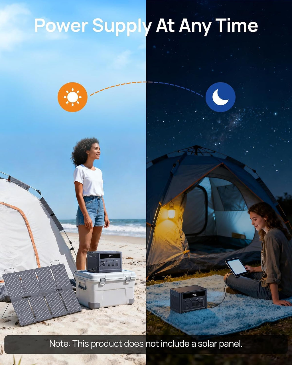 DARAN Portable Power Station 1200W Surge, 576Wh LiFePO4 Battery, 100W USB-C PD Fast Charg, Solar Generator for Home Emergency, Camping, RV Off-Grid Power