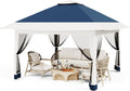 12x12ft Patio Gazebo, Outdoor Canopy with Mesh Walls, Pop Up Gazebo Tent with 4 Ropes 8 Stakes & Portable Carrying Bag, Double Roof, Easy Up Pavilion for Outside Garden, Backyard, Lawn