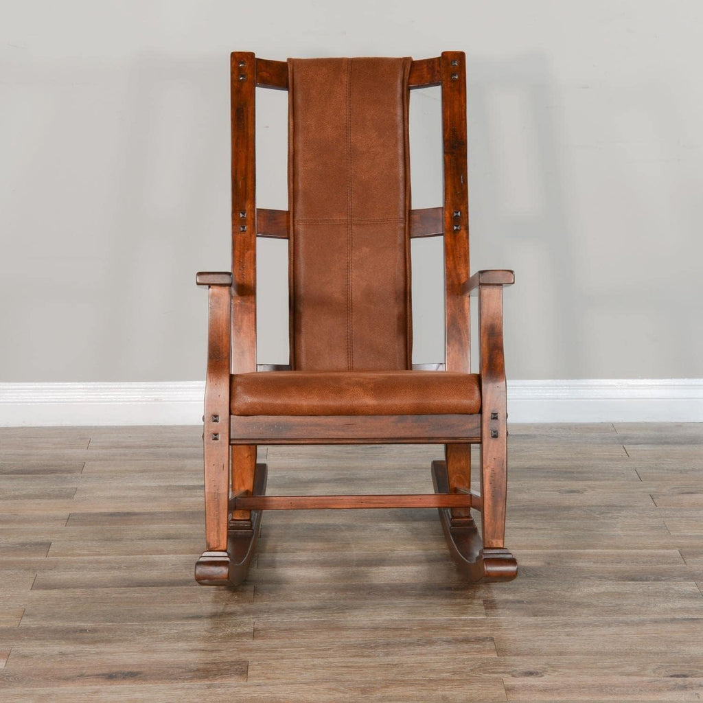 Pemberly Row Wood Rocking Chair, Indoor in Chocolate (41' H x 26' W x 22.5' D) for Living Room with Cushion Seat, High Back, Easy Assembly