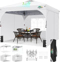 COBIZI 10x10 Pop Up Canopy with 3 Removable Sidewalls, Easy Pop Up Comercial Instant Canopy with One Push Center Lock, Waterproof Canopy with Sidewalls for Event, Rope & Stakes & Sandbags, White