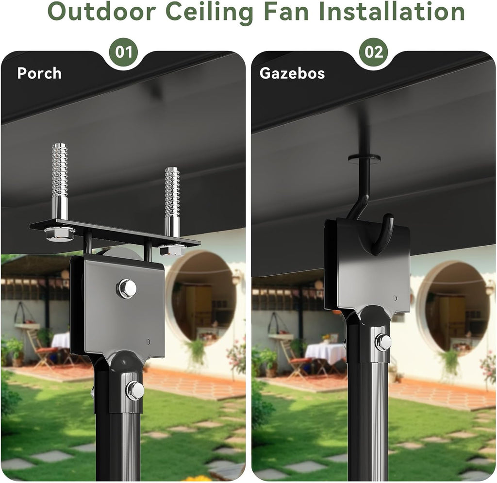 Aoxun 20 Inch Ceiling Fans, Waterproof Outdoor Ceiling Fans with Lights and Remote, LED Dimmable DC Reversible Modern Fandelier with 2 Size Downrods and Hanging Hook for Gazebo, Pergola