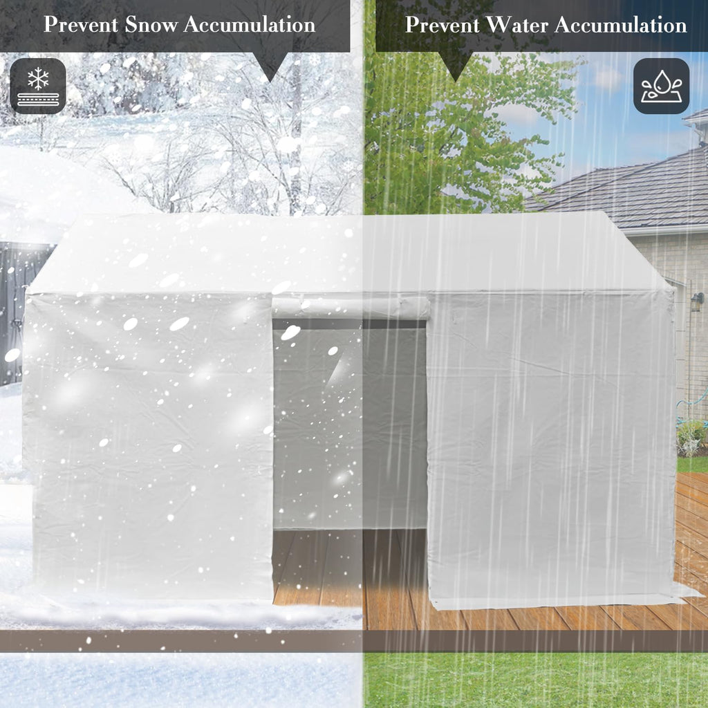 Domi 12' x 20' Universal Winter Gazebo Cover, All Season Waterproof Enclosed Cover with Sidewalls & Ventilated Mesh Windows, All-Weather Outdoor Cover for Gable Roof Gazebos, White