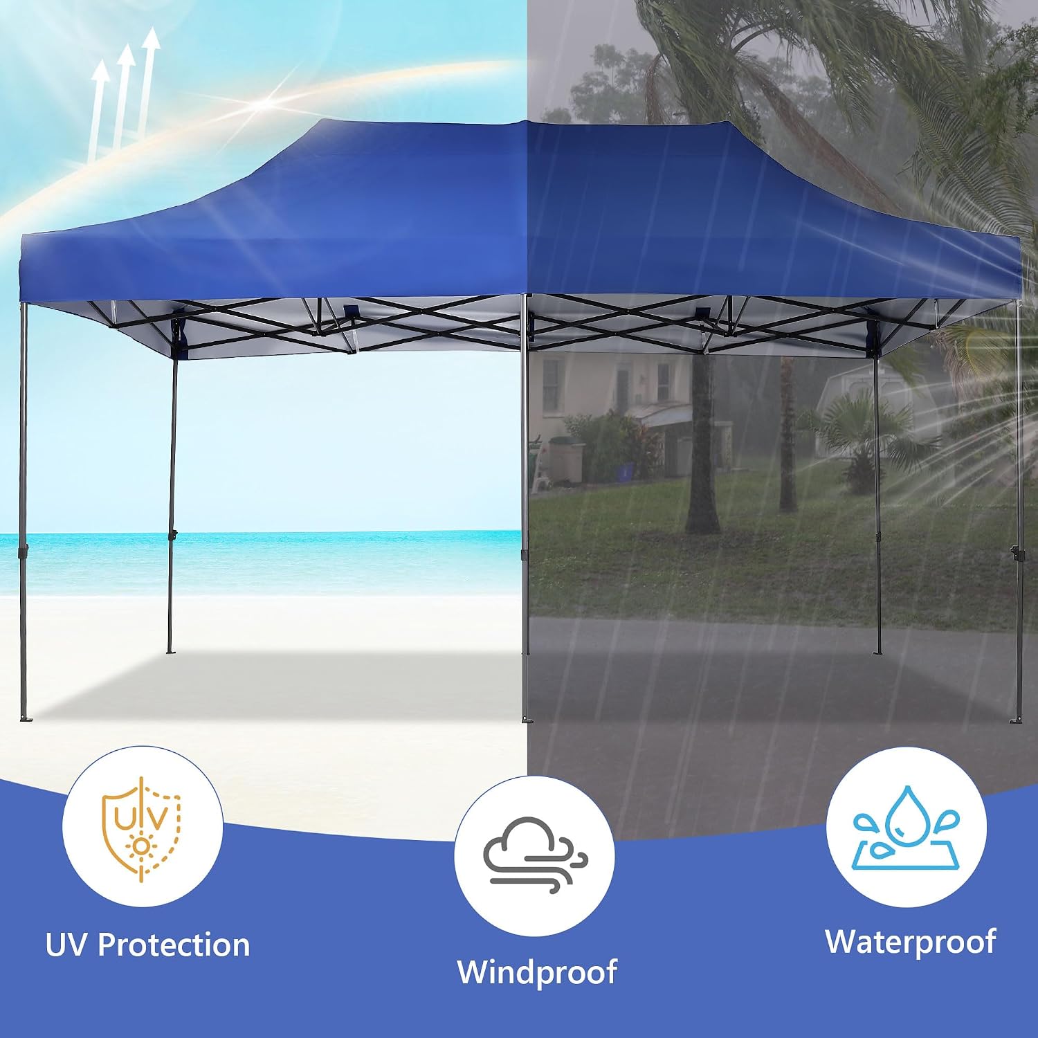 10x20 ft Pop up Canopy Tent, Wonlink Folding Heavy Duty Height Adjustable Shelter Gazebos with Wheeled Bag
