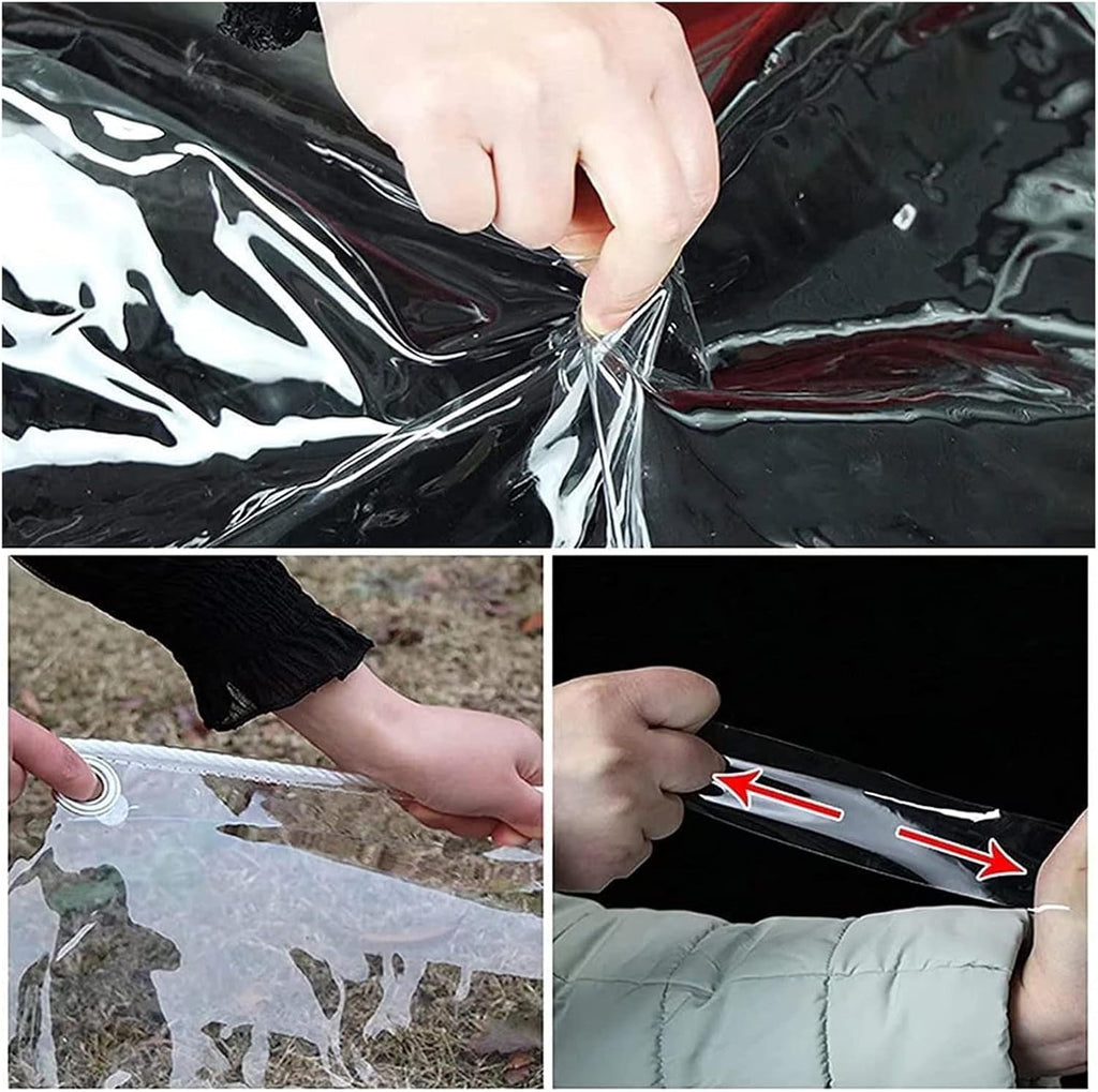 Clear Tarps with Grommets, PVC Plastic Tarpaulin Sheet Cover Panel, Transparent Tarp Curtains Vinyl Enclosure Panels for Patio, Porch, Pavilion, Henhouse Rainproof Covering(9x14ft/2.8x5.3m)