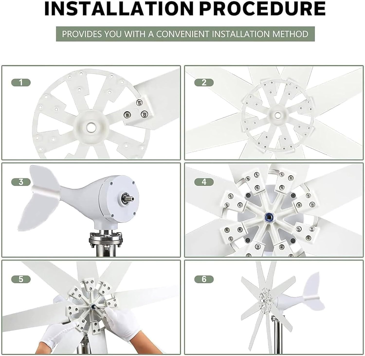 Wind Turbine 12000W with Wind Solar Controller, Wind Generator for Home Use, Wind Turbine Generator Kit 8 Blades Blue,12V