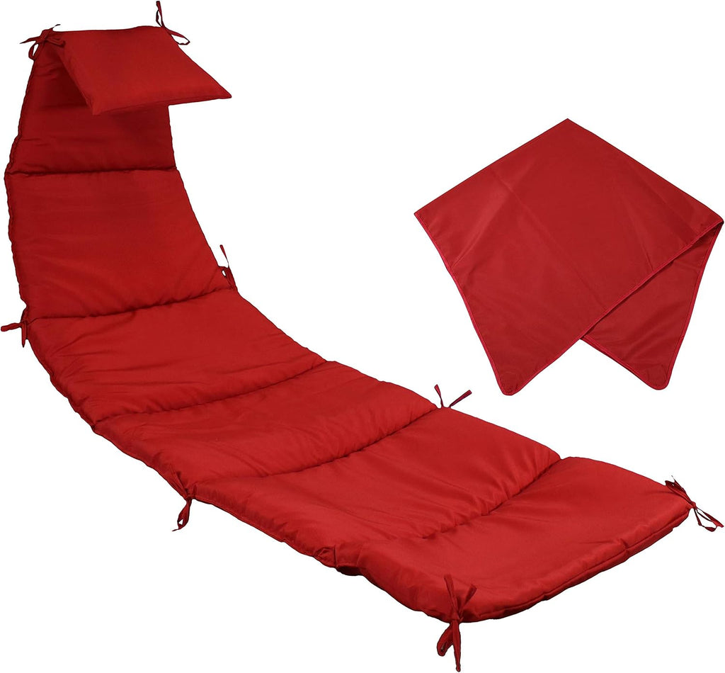 Sunnydaze Outdoor Hanging Lounge Chair Replacement Cushion and Floating Umbrella Fabric Only - Curved Swing Chair Cushion Replacement - Red