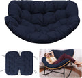 Outdoor Rocking Chair Cushion – Waterproof Wicker Egg Chair Replacement Pad, Thick Papasan Seat Cushion with Ties for Indoor & Outdoor Patio, Porch, Balcony, or Garden (Navy Blue)