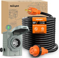 Nilight 30A 50FT Generator Extension Cord Power Inlet Box with Locking Connector 125/250V 7500W 10 Gauge STW ETL Listed 4 Prong L14-30P L14-30R Cable for RV Outdoor Use