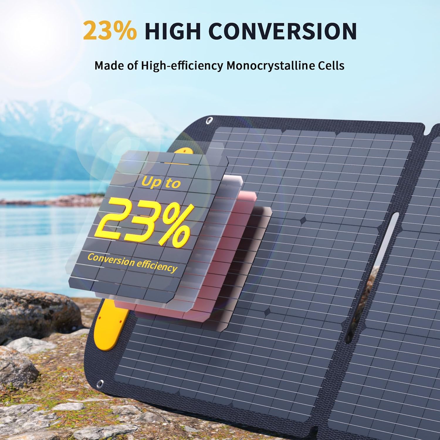 VTOMAN VS200 Portable Solar Panel for Power Station, 200W 19V Foldable Solar Panel w/Supporting Stand, High 23% Efficiency IP67 Waterproof Solar Panel Kit for Backyard Trip Off Grid System