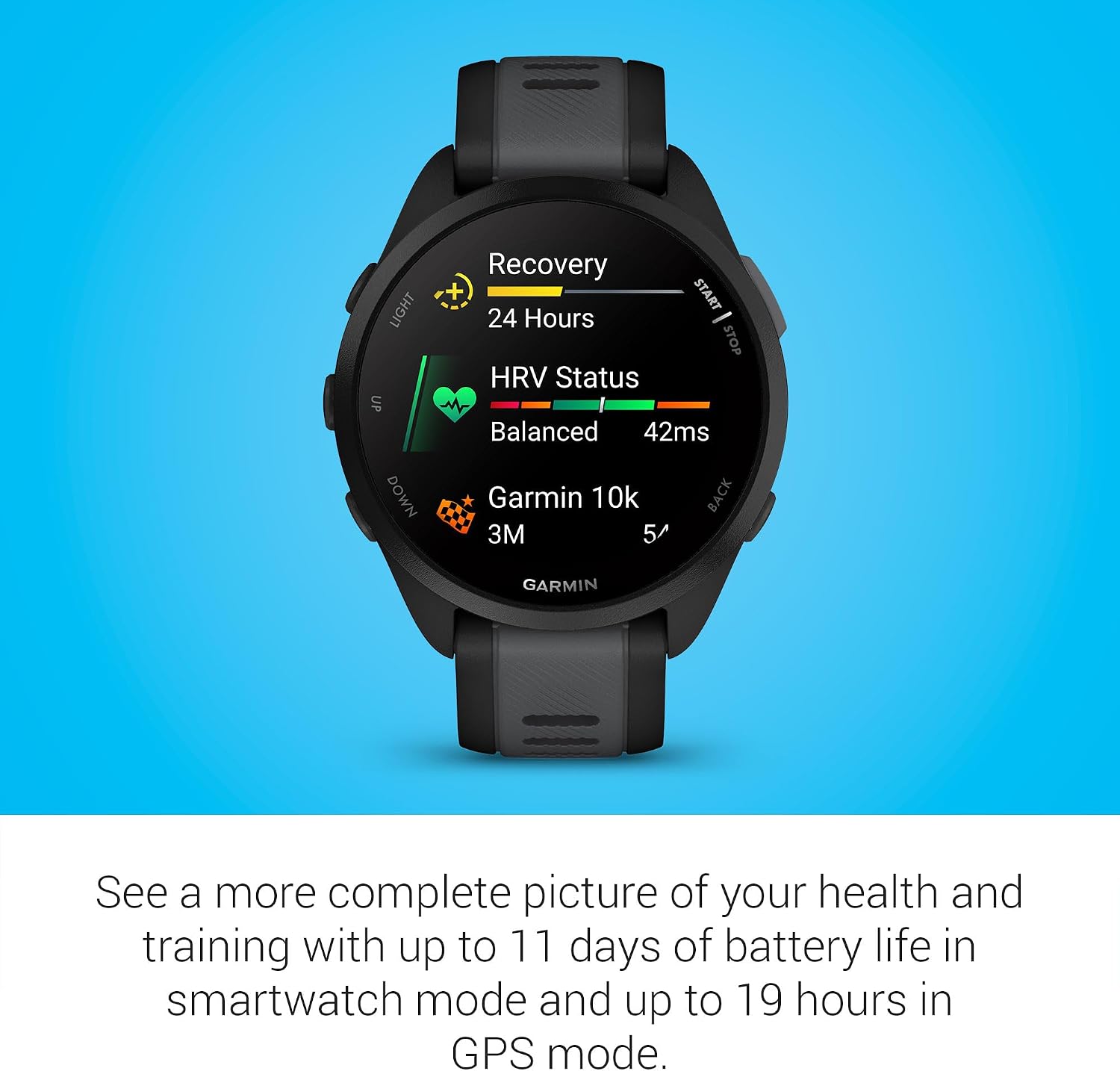 Garmin Forerunner 165 Music, Running Smartwatch, Colorful AMOLED Display, Training Metrics and Recovery Insights, Music on Your Wrist, Black