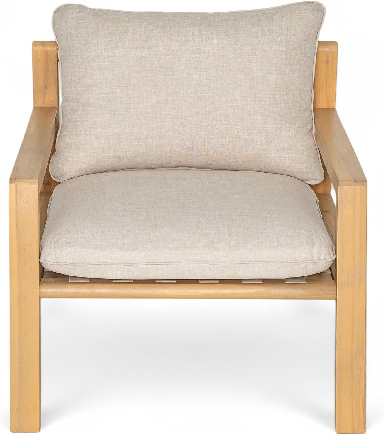 Outdoor Acacia Wood Chairs Set of 2 Patio Armchair Club Chair, Deep Seating w/Soft Cushions for Porch, Garden, Backyard
