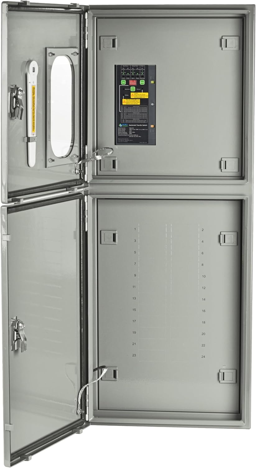 Natures Generator 3 Packs 3840Wh Solar Generator + 125A Automatic Transfer Switch, Lithium Batteries, 6000W Power Station for Home Backup, RVs, Emergencies, Power Outages, and Outdoor Camping