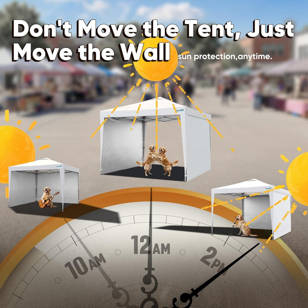Quictent 10x10 Pop Up Canopy Tent with 2 Sidewalls, Instant Setup Gazebo for 1 Person, Portable & Compact, Waterproof & UV Protection, Ideal for Camping, Beach, Parties, and Outdoor Events
